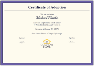Adoption Certificate Template - PDF Templates