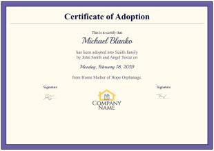 Adoption Certificate Template - PDF Templates