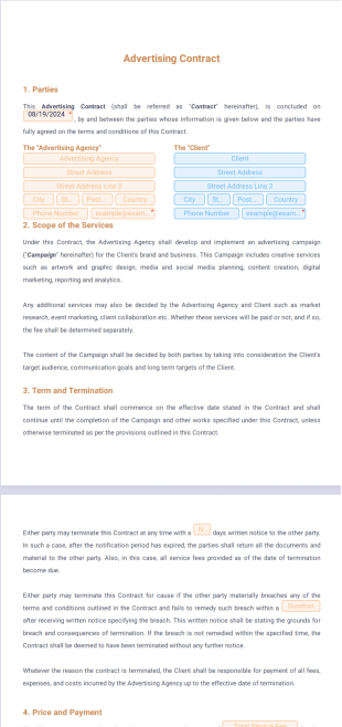 Advertising Contract PDF Template