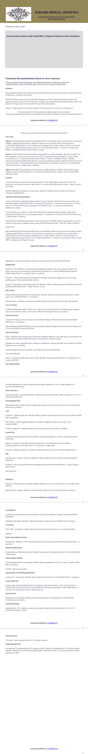 Aesthetics Consultation & Recomendations (PDF) - PDF Templates