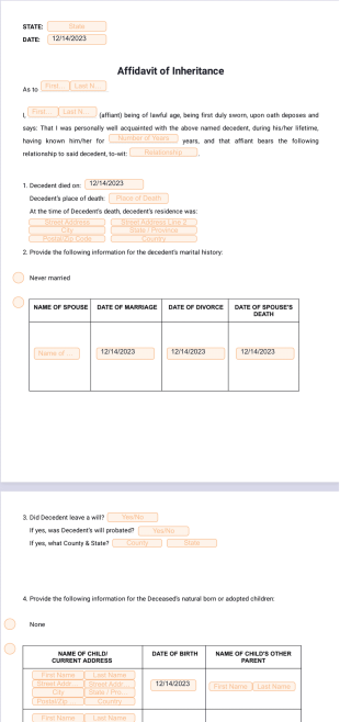 Affidavit of Inheritance PDF Template
