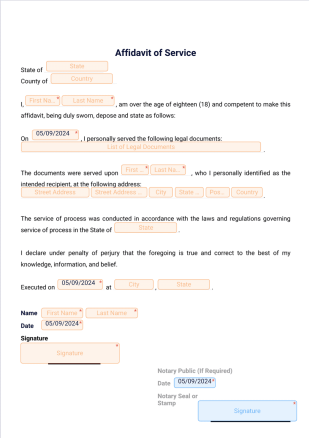 Affidavit of Service Template - PDF Templates