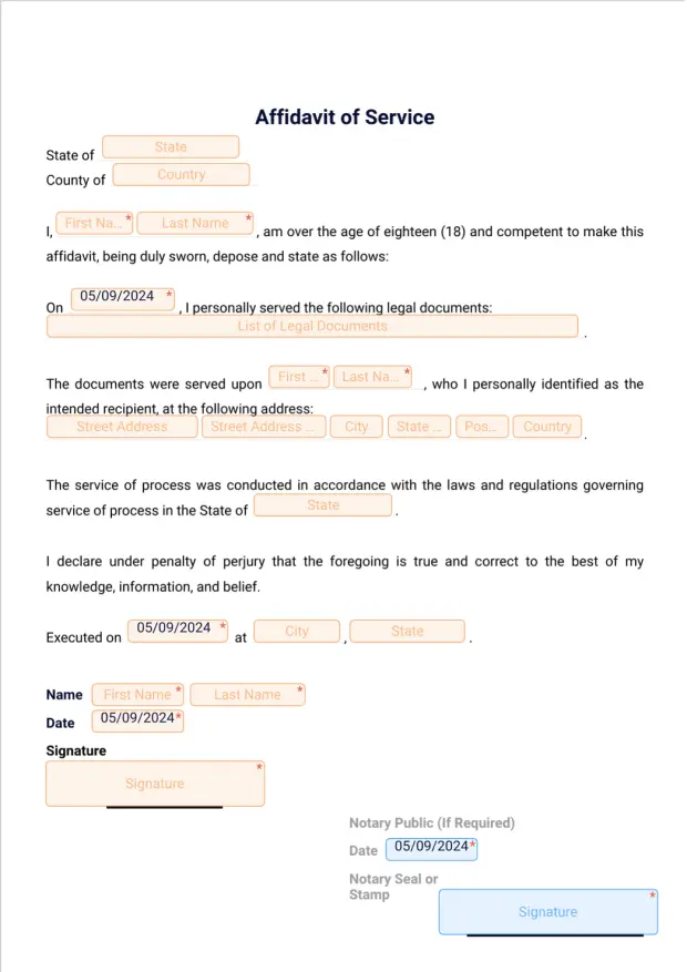Affidavit of Service Template