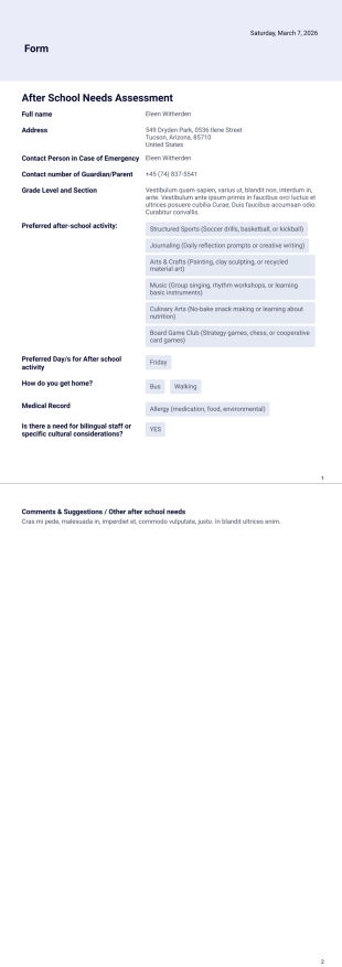 after school PDF Template