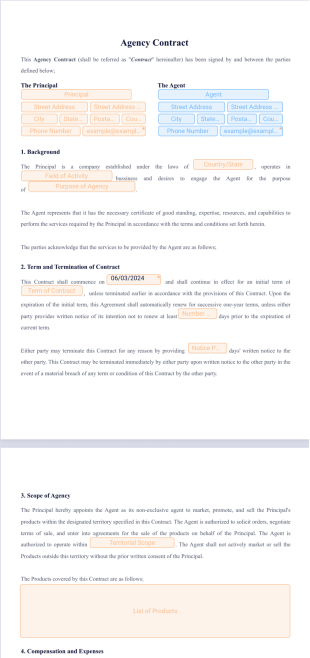 Agency Contract Template - PDF Templates