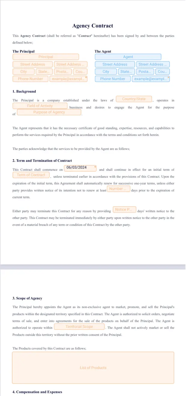 Agency Contract Template