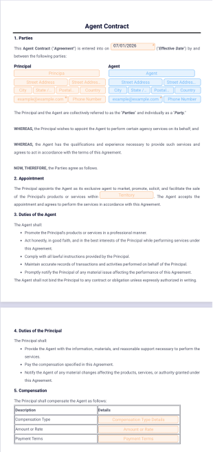 Agent Contract Template - PDF Templates