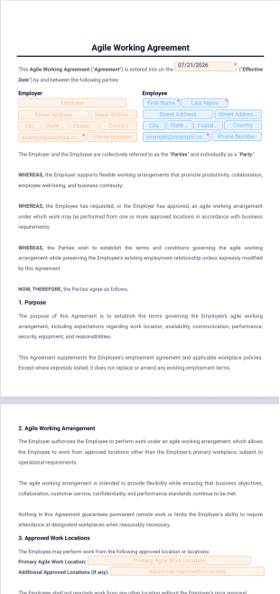 Agile Working Agreement Template - PDF Templates