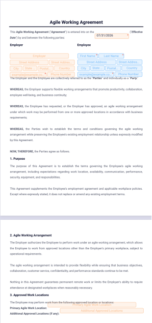 Agile Working Agreement Template - PDF Templates