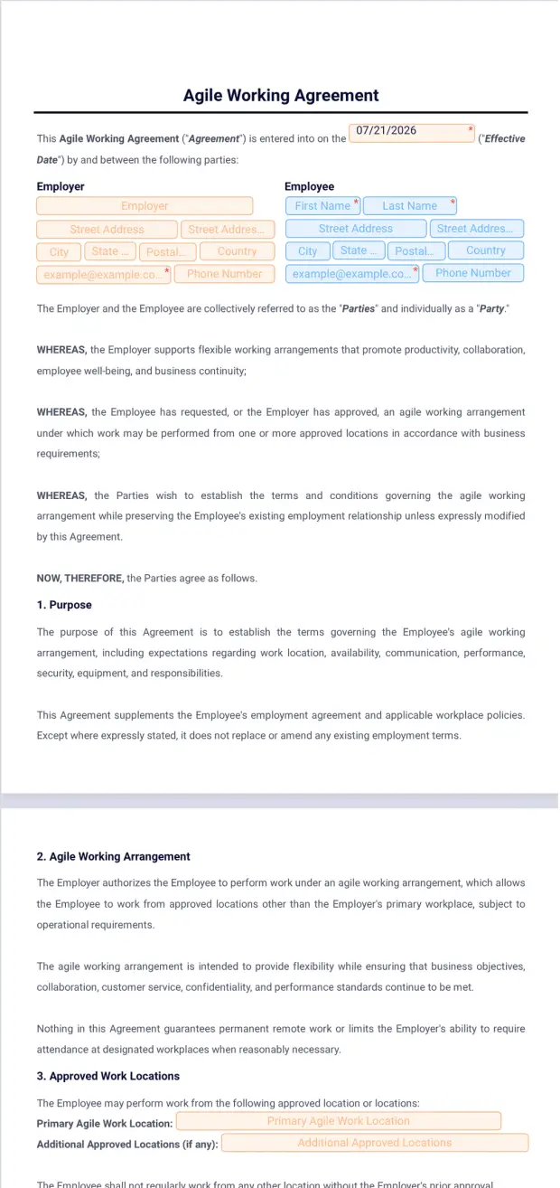 Agile Working Agreement Template