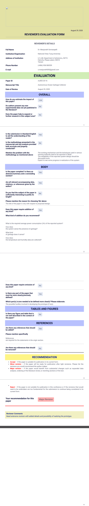 Peer-Reviewed Open-Access Journal Evaluation Form PDF Template
