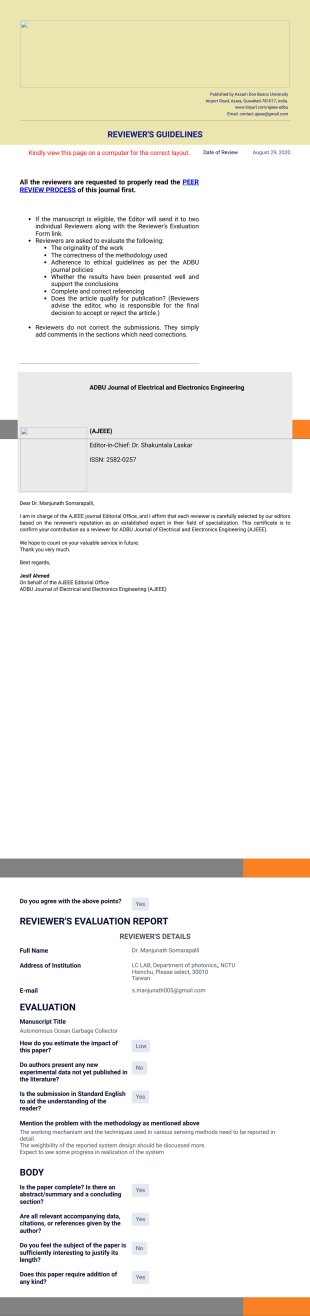 AJEEE Reviewer Certificate PDF Template