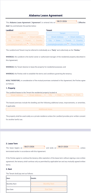 Alabama Lease Agreement Template - PDF Templates