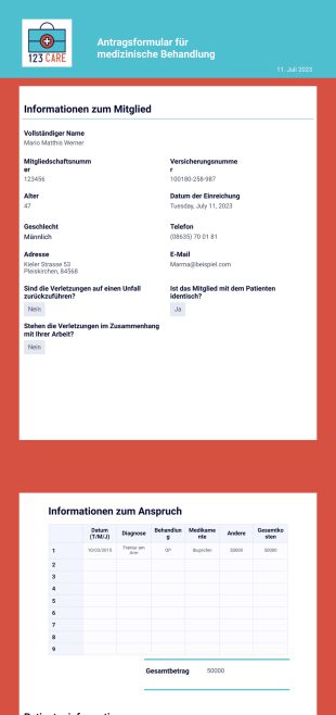 Antragsformular für medizinische Behandlung - PDF Templates