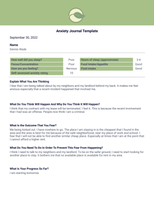 Anxiety Journal Template - PDF Templates