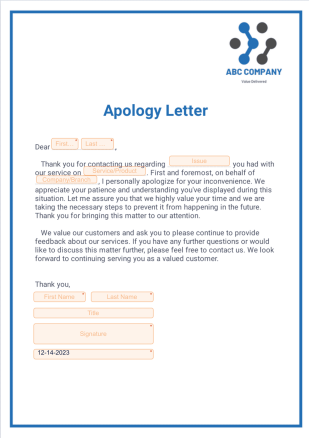 Apology Letter PDF Template