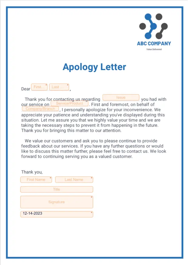 Apology Letter