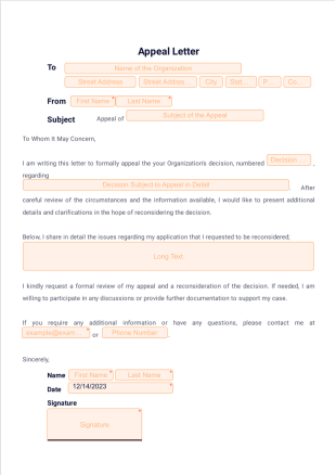 Appeal Letter PDF Template