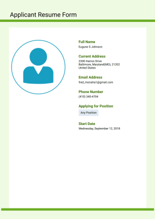 Applicant Resume Template - Sign Templates