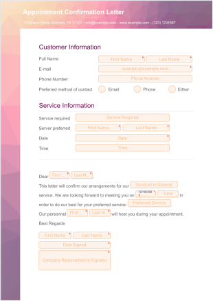Appointment Confirmation Letter PDF Template