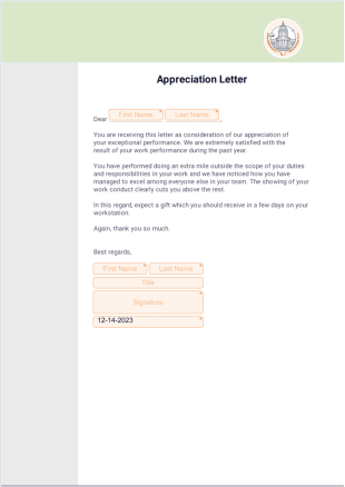 Appreciation Letter PDF Template
