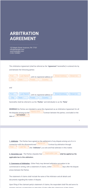 Arbitration Agreement PDF Template