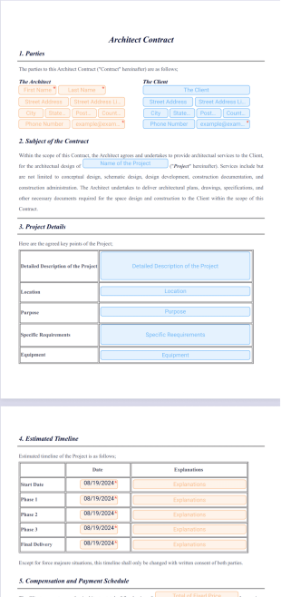 Architect Contract PDF Template