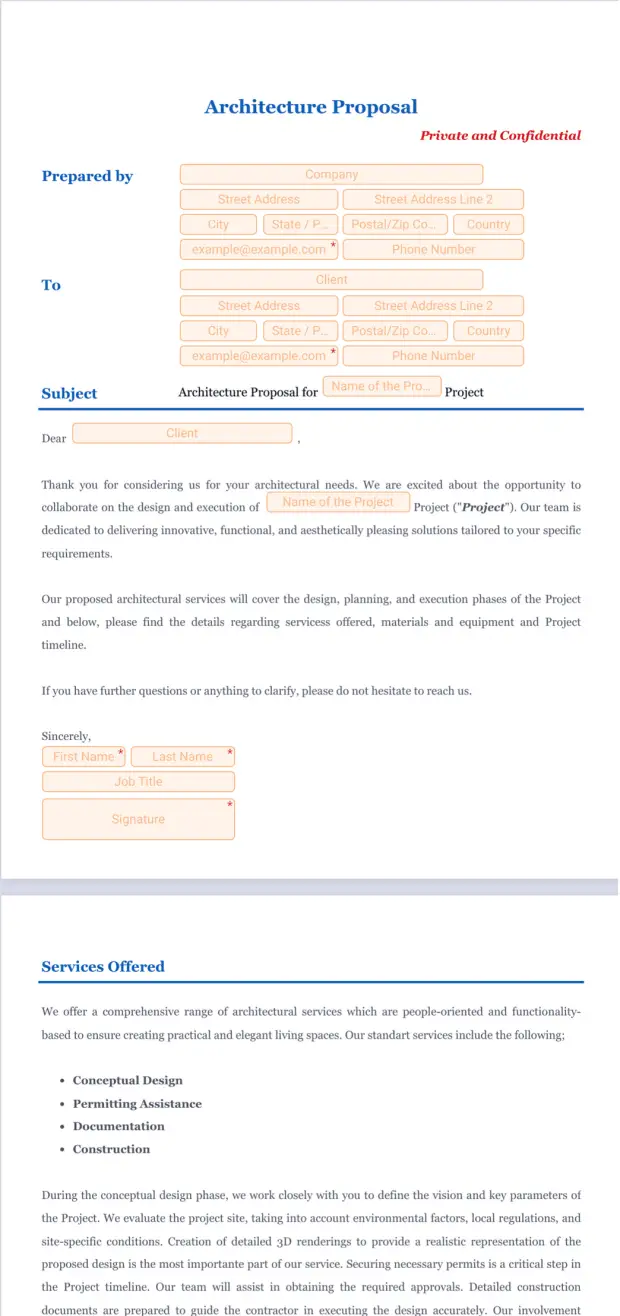 Architecture Proposal Template - PDF Templates | Jotform