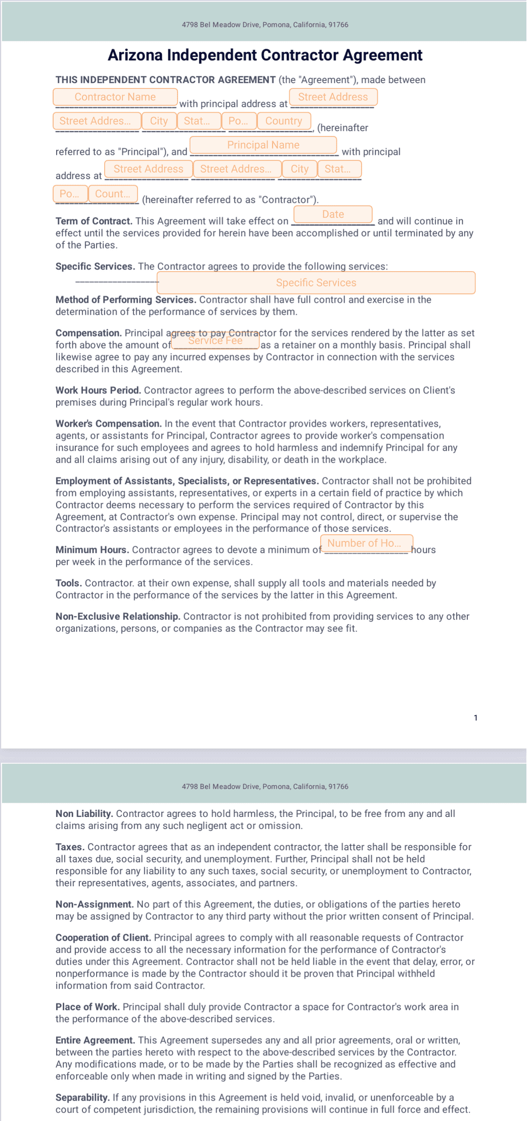 Arizona Independent Contractor Agreement - PDF Templates | Jotform arizona-independent-contractor-agreement-pdf-templates-jotform