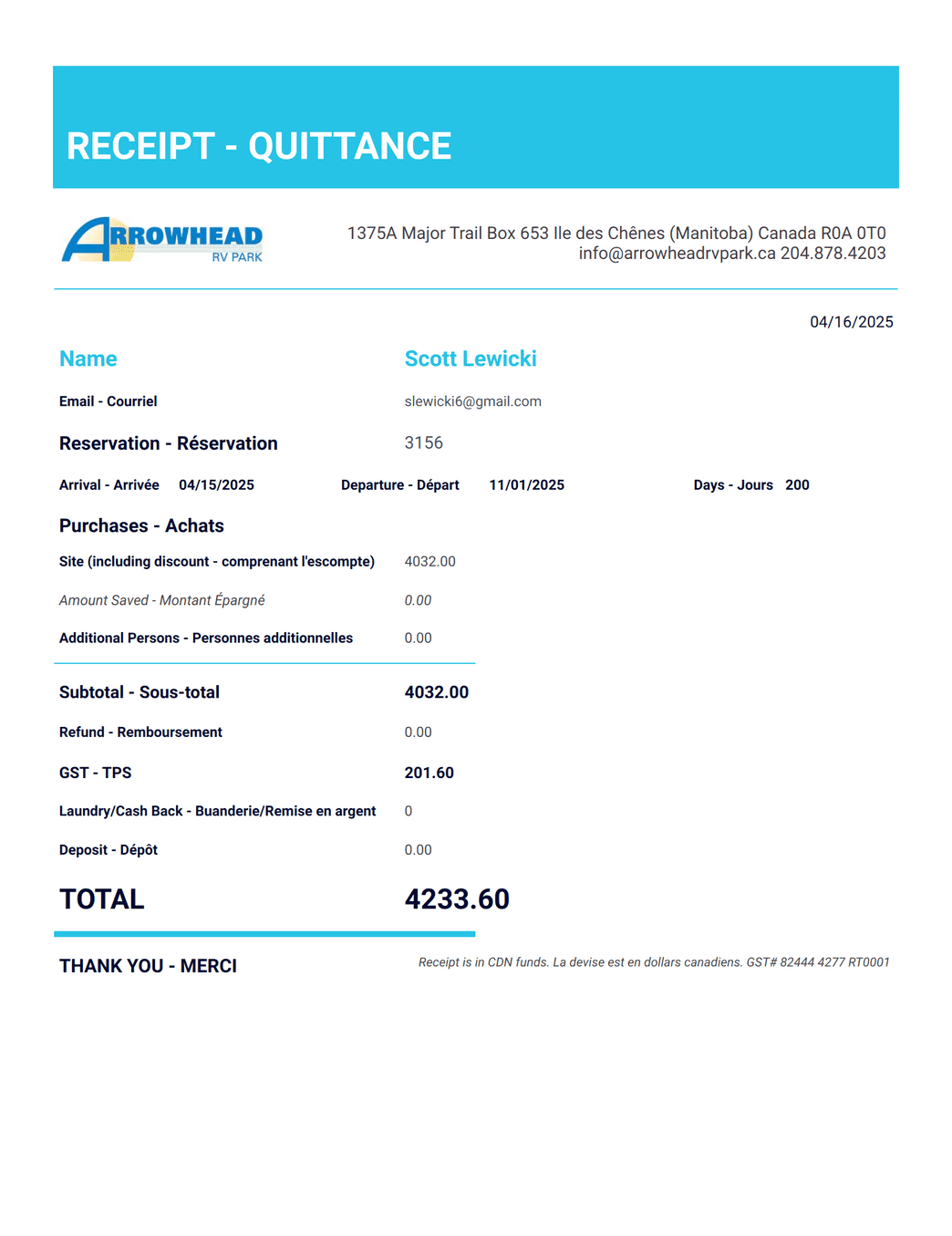 Arrowhead Receipt PDF Template | Jotform