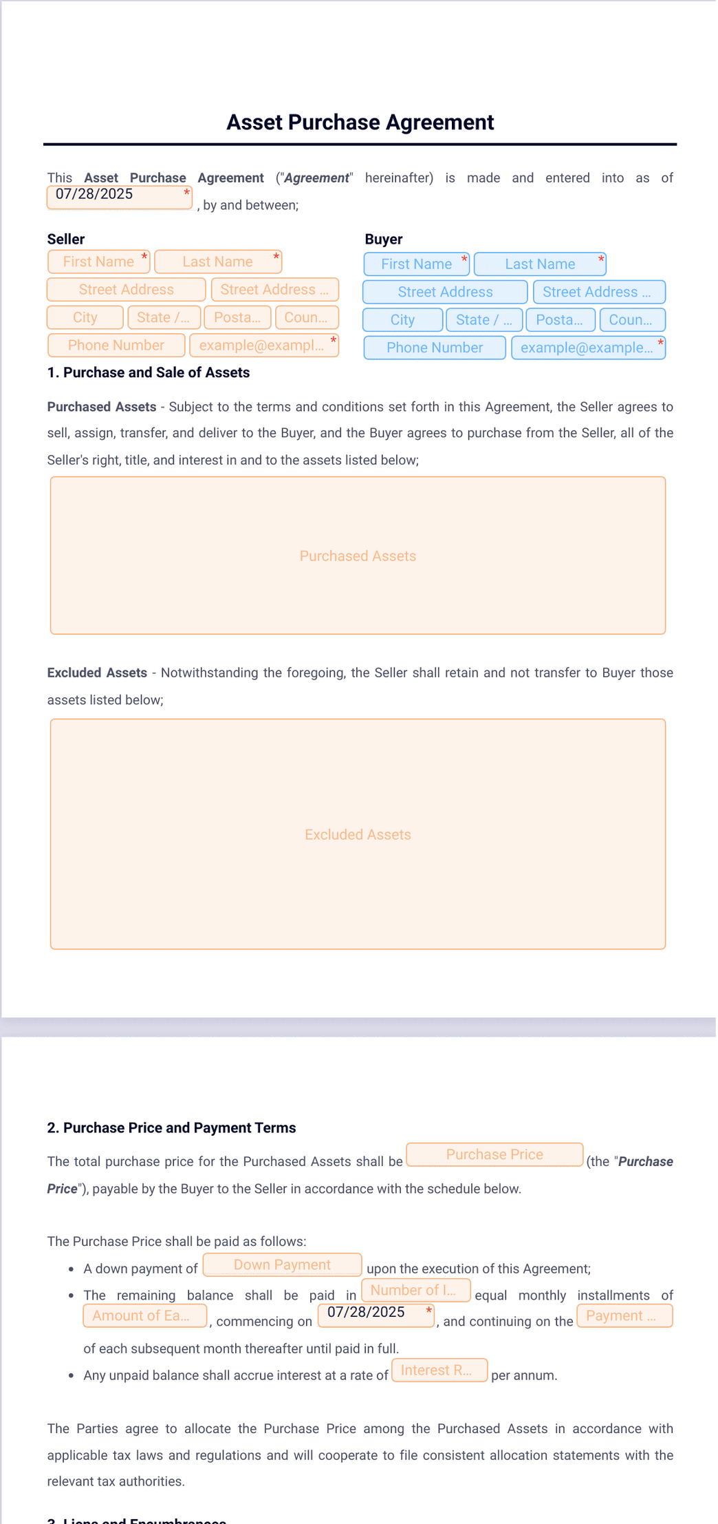 Asset Purchase Agreement Template PDF Templates Jotform Asset Purchase Agreement Template PDF Templates Jotform