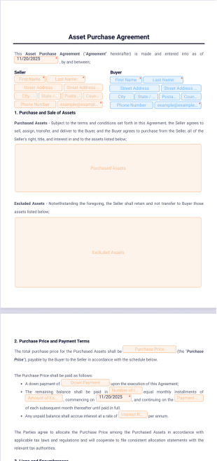 Asset Purchase Agreement Template - PDF Templates
