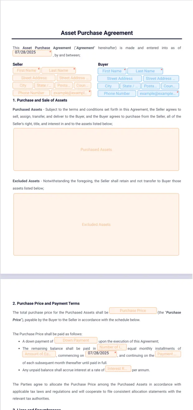 Asset Purchase Agreement Template