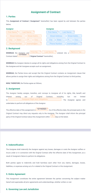 Assignment of Contract Template - PDF Templates