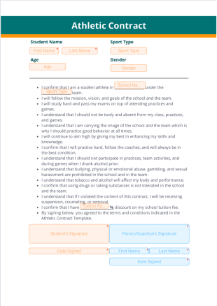 Athletic Contract Template - PDF Templates