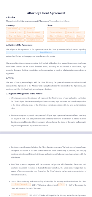 Attorney Client Agreement PDF Template