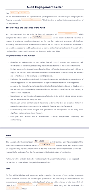 Audit Engagement Letter PDF Template
