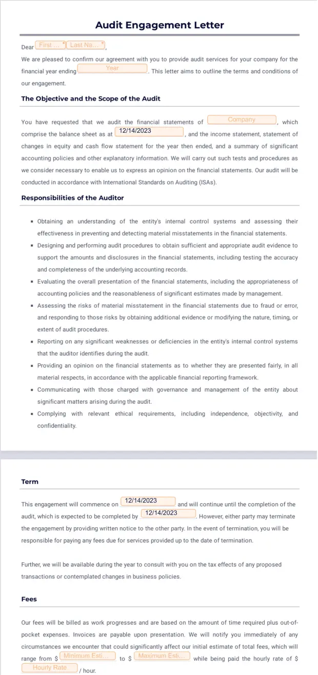 Audit Engagement Letter