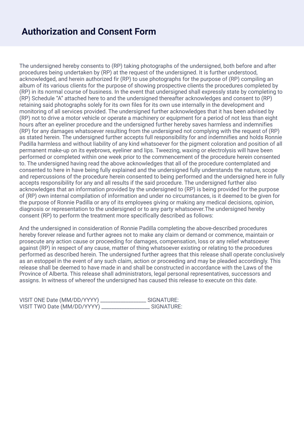 Authorization and Consent Form PDF Template | Jotform
