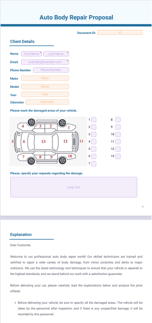 Auto Body Repair Proposal Template - PDF Templates