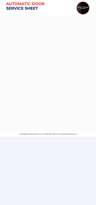 Automatic Door Service Sheet New PDF Template