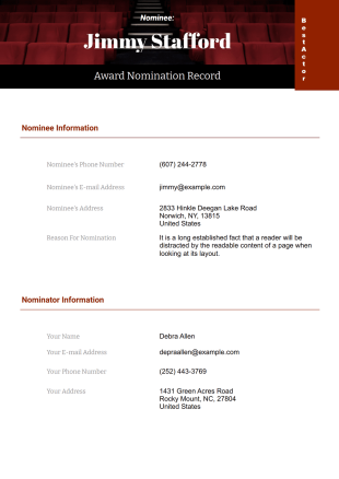 Award Nomination Template - PDF Templates