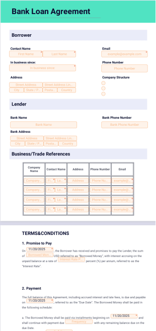 Bank Loan Agreement - PDF Templates