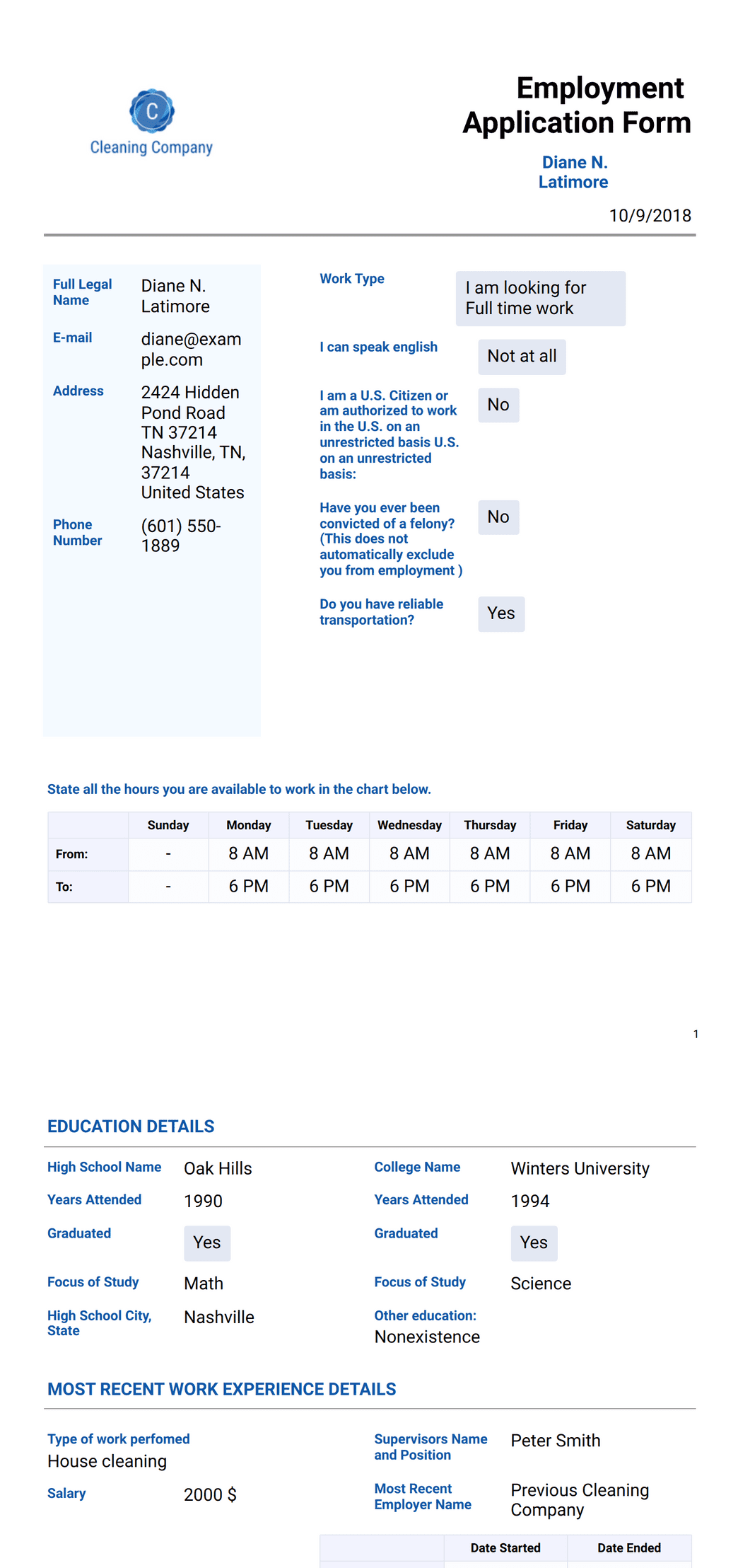 Basic Employment Application Template - PDF Templates | Jotform