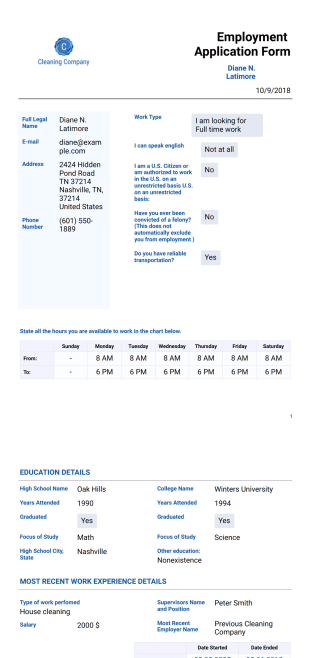 Basic Employment Application Template - Sign Templates