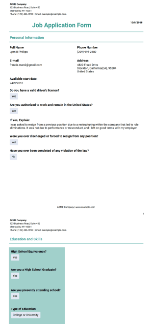Basic Employment Resume Template - PDF Templates