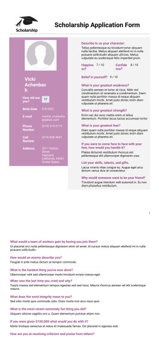 Basic Scholarship Application - PDF Templates