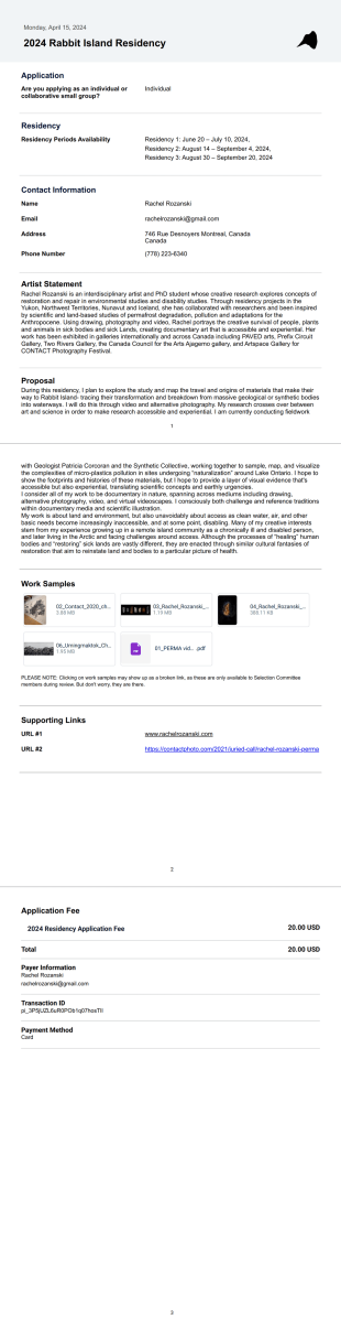 Basic Residency Submission PDF Template