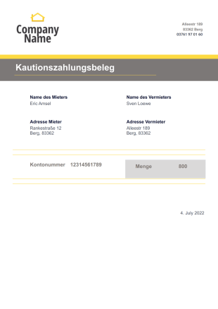 Beleg für Mietkaution Vorlage - PDF-Vorlagen