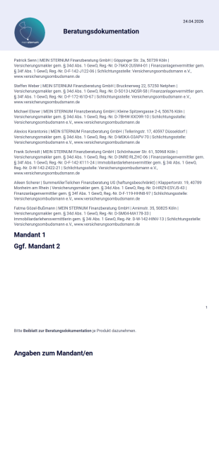 Beratungsdokumentation PDF-Vorlage